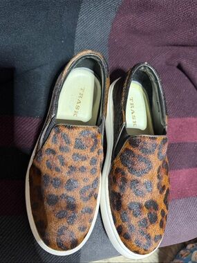 Trask Leopard Print Slip-On Sneakers in Brown and Black